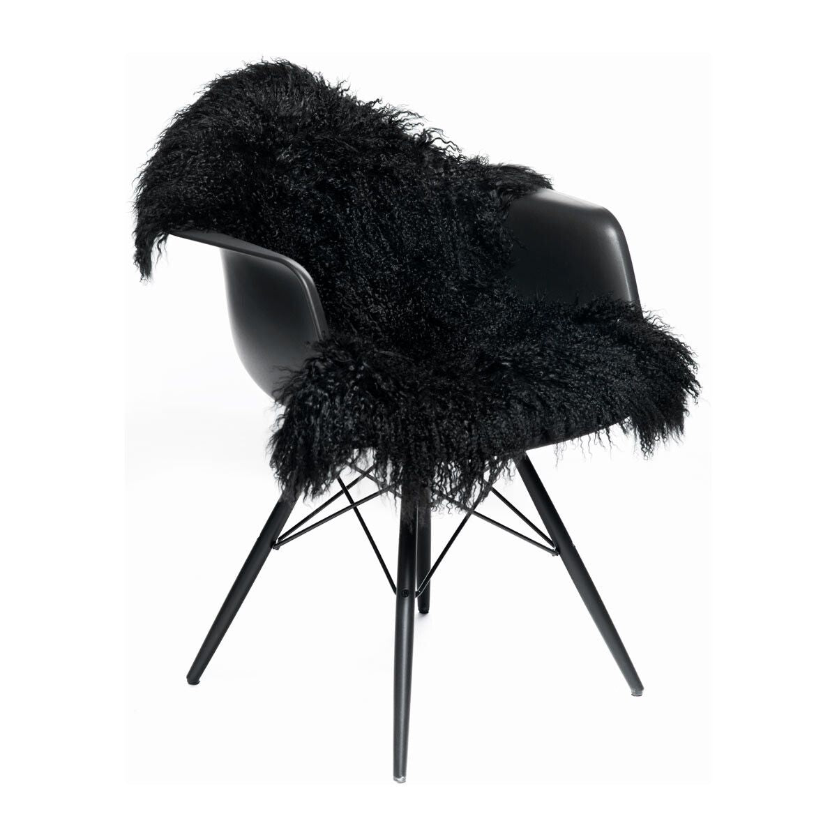 Curly Sheepskin | Mongolian | 85x50 cm Black