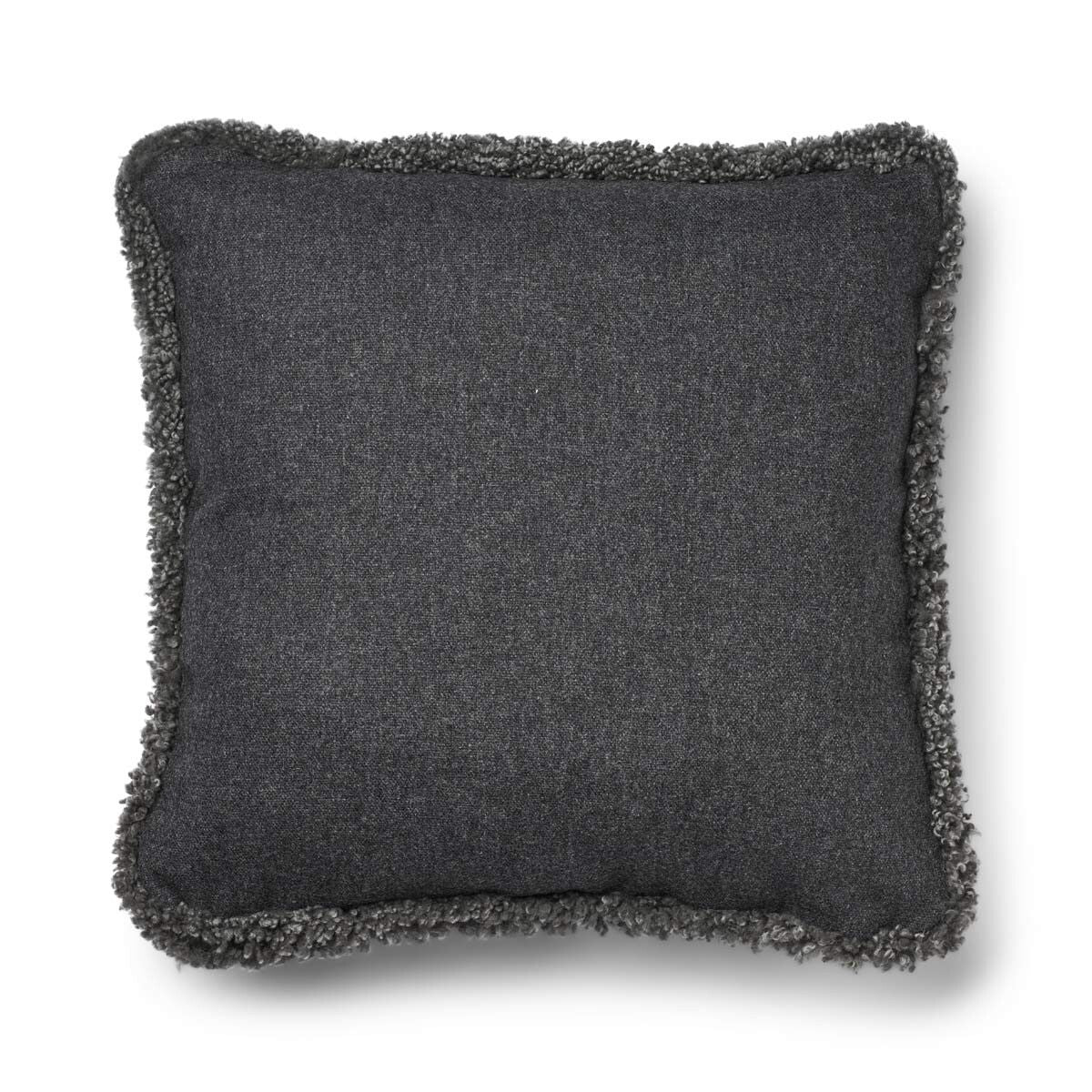 Wool Cushion | Short Wool Trim | 52x52 cm Rock/Graphite