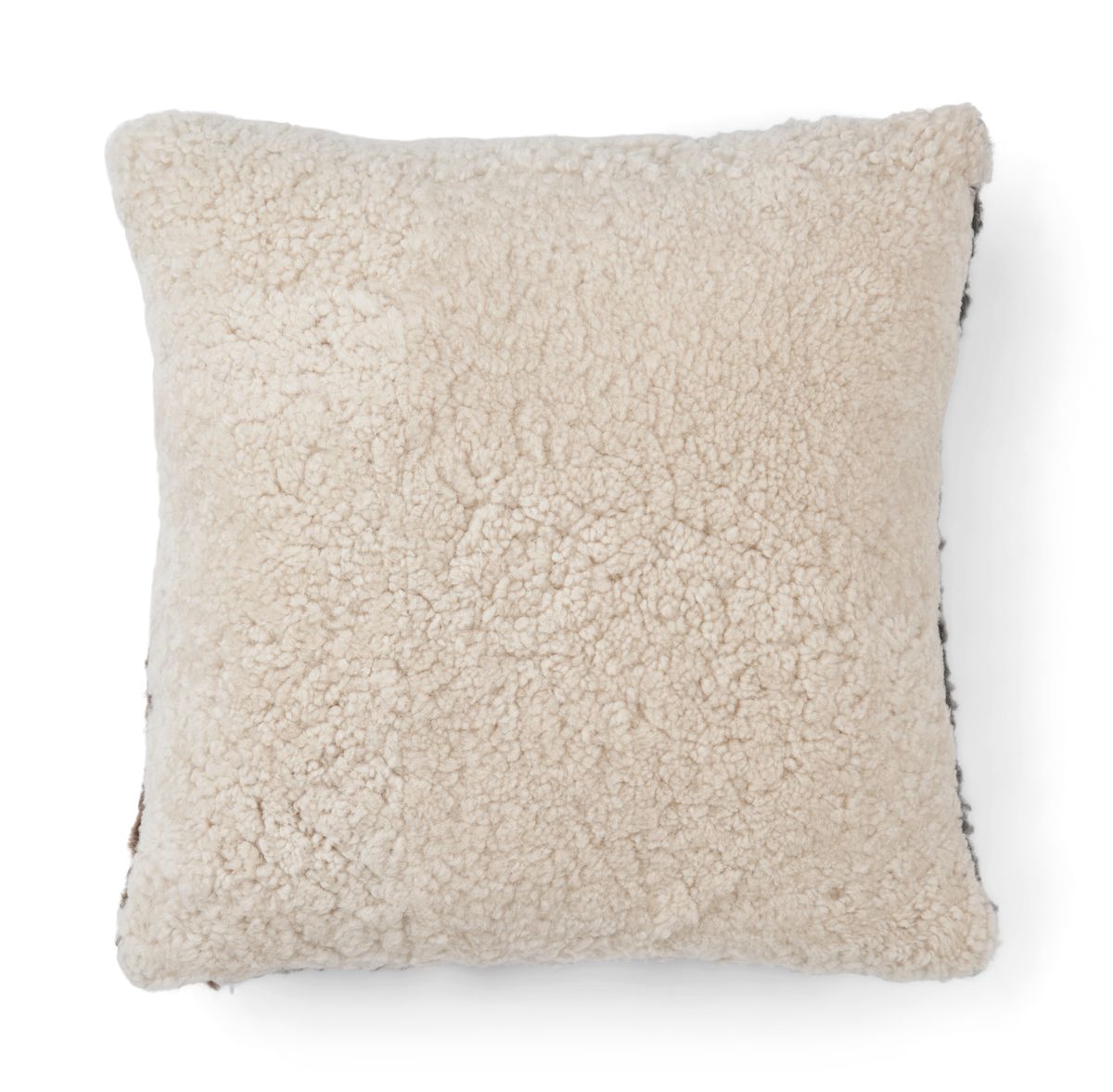 Short Wool Sheepskin Cushion | Doublesided | 46x46 cm Taupe/Graphite/Beige