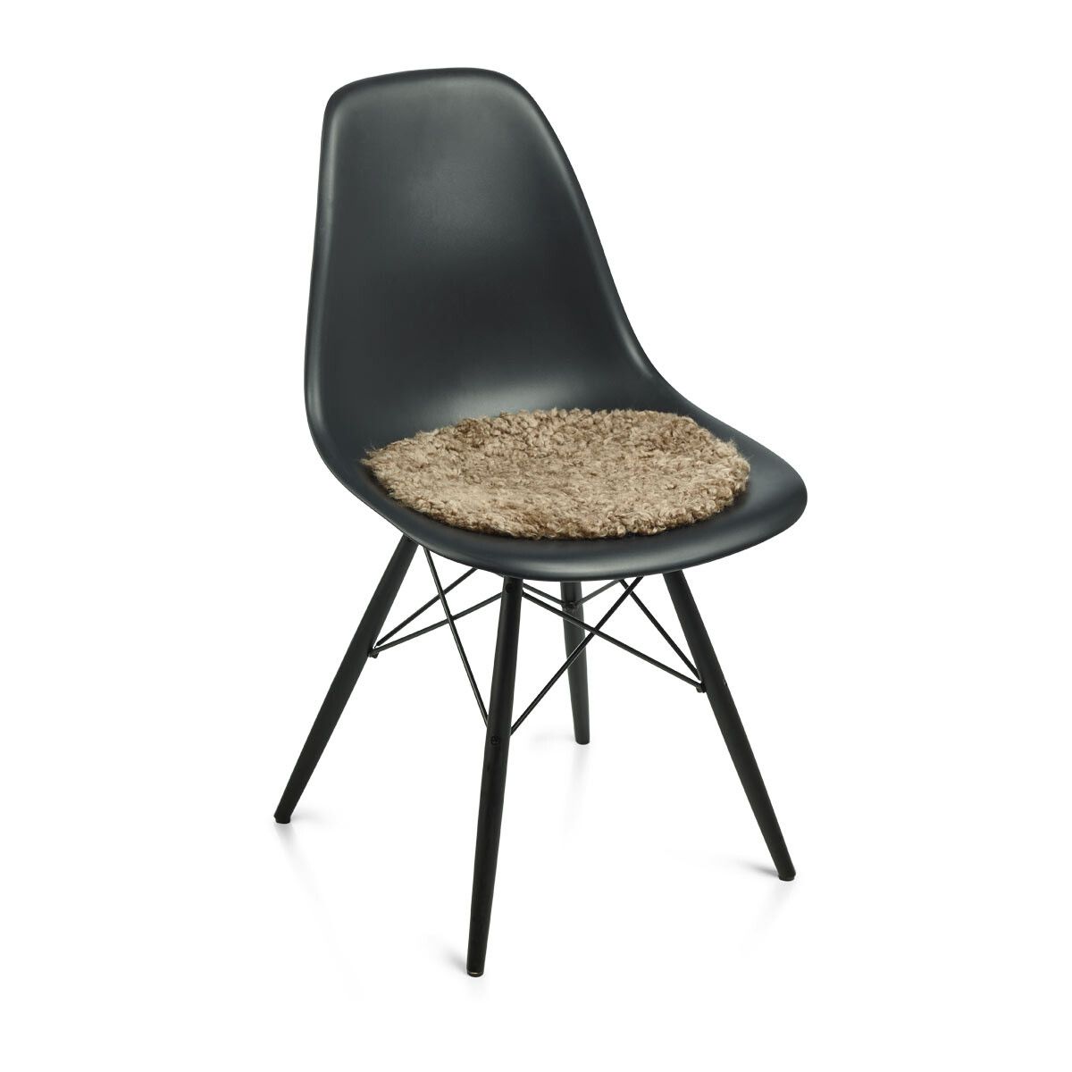 Short Wool Curly Sheepskin Seat Cover | Ø38 cm