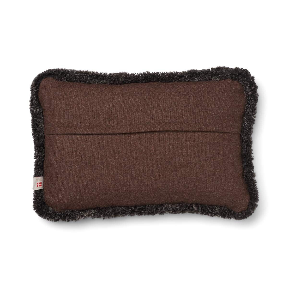 Wool Cushion | Short Wool Trim | 34x52 cm Brown/Cappuccino