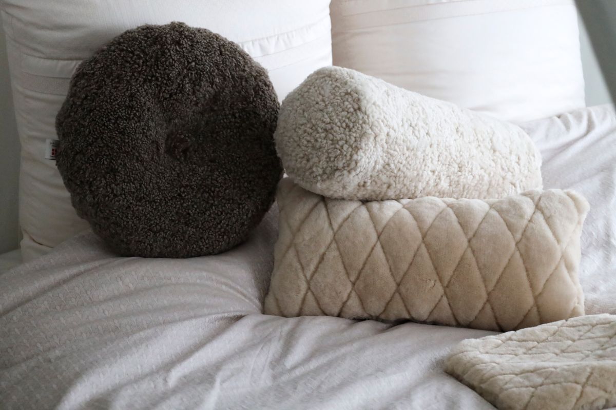 Bolster Cushion | 20x52cm | New Zealand Sheepskin | SW Anthracite