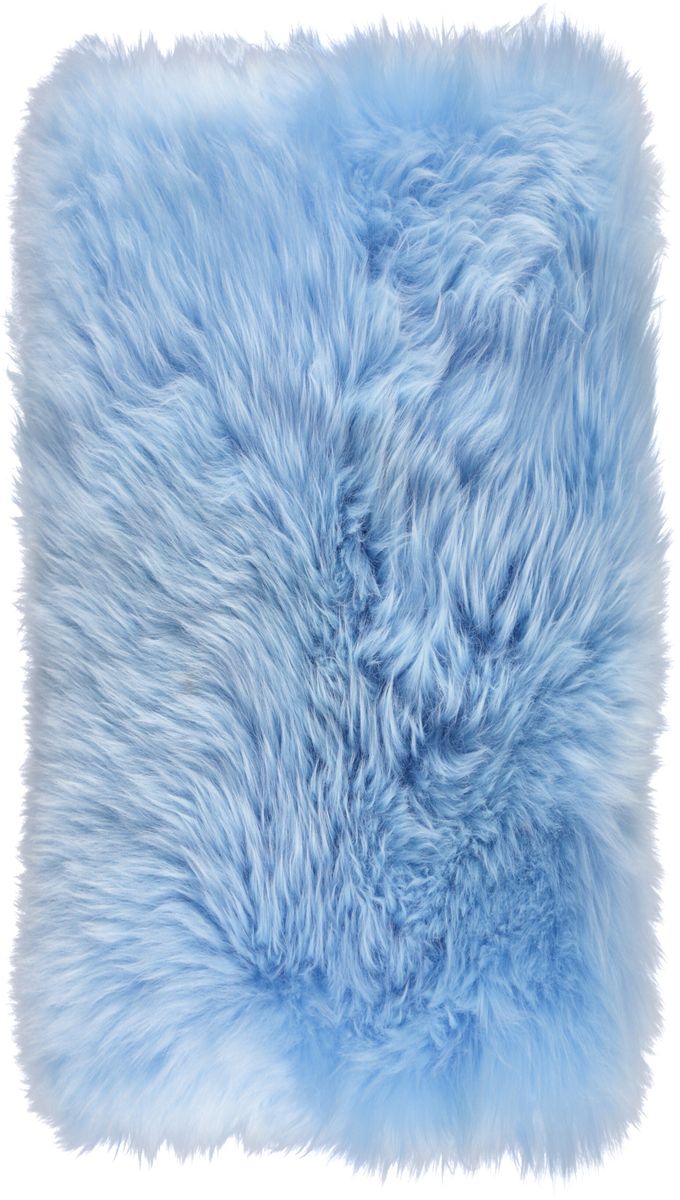 Long Wool Sheepskin Cushion | 28x56 cm Summer Sky