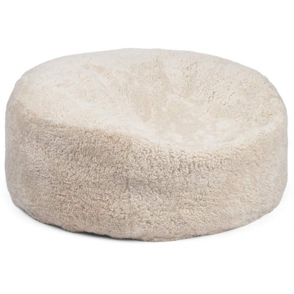 Round Sheepskin Bean Bag | Short Wool | Ø75 cm Pearl