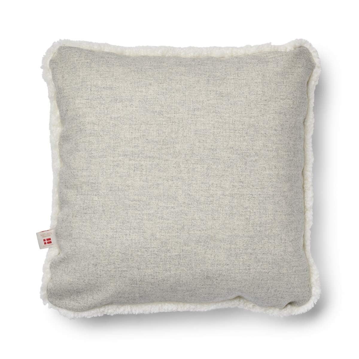 Short Wool Sheepskin Cushion | Two-sided |52x52 cm | 34x52 cm Silver/Ivory
