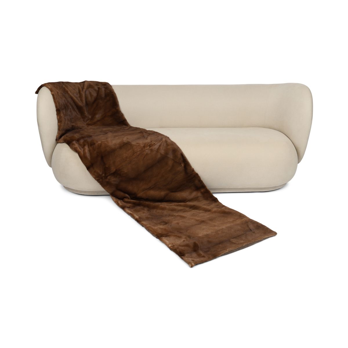Mink Throw | Cashmere Backing | Brown | 63x225 cm