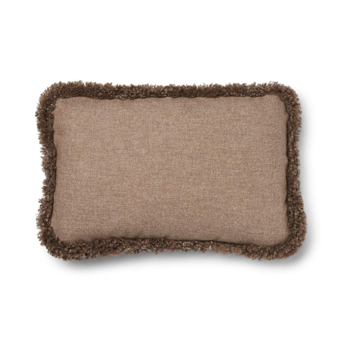 Wool Cushion | Short Wool Trim | 34x52 cm Beige/Taupe