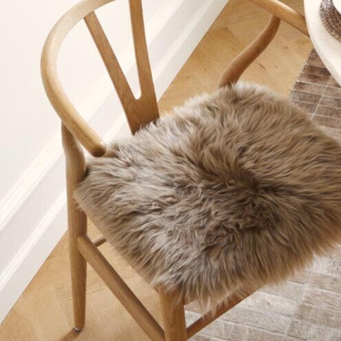 Long Wool Sheepskin Seat Cover WIth Filling Black