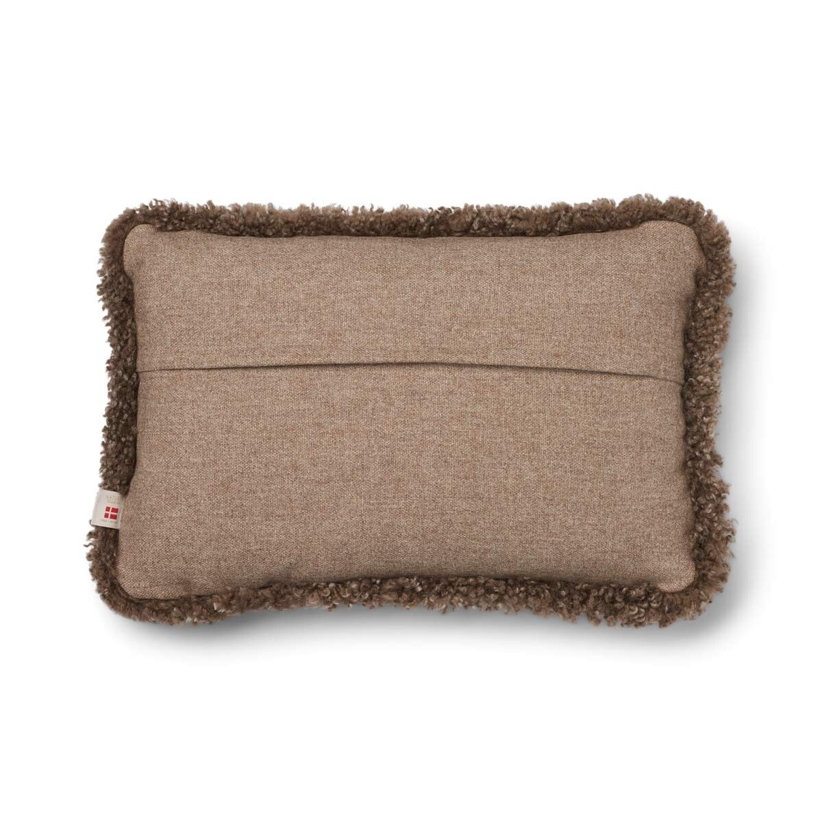 Wool Cushion | Short Wool Trim | 34x52 cm Beige/Taupe