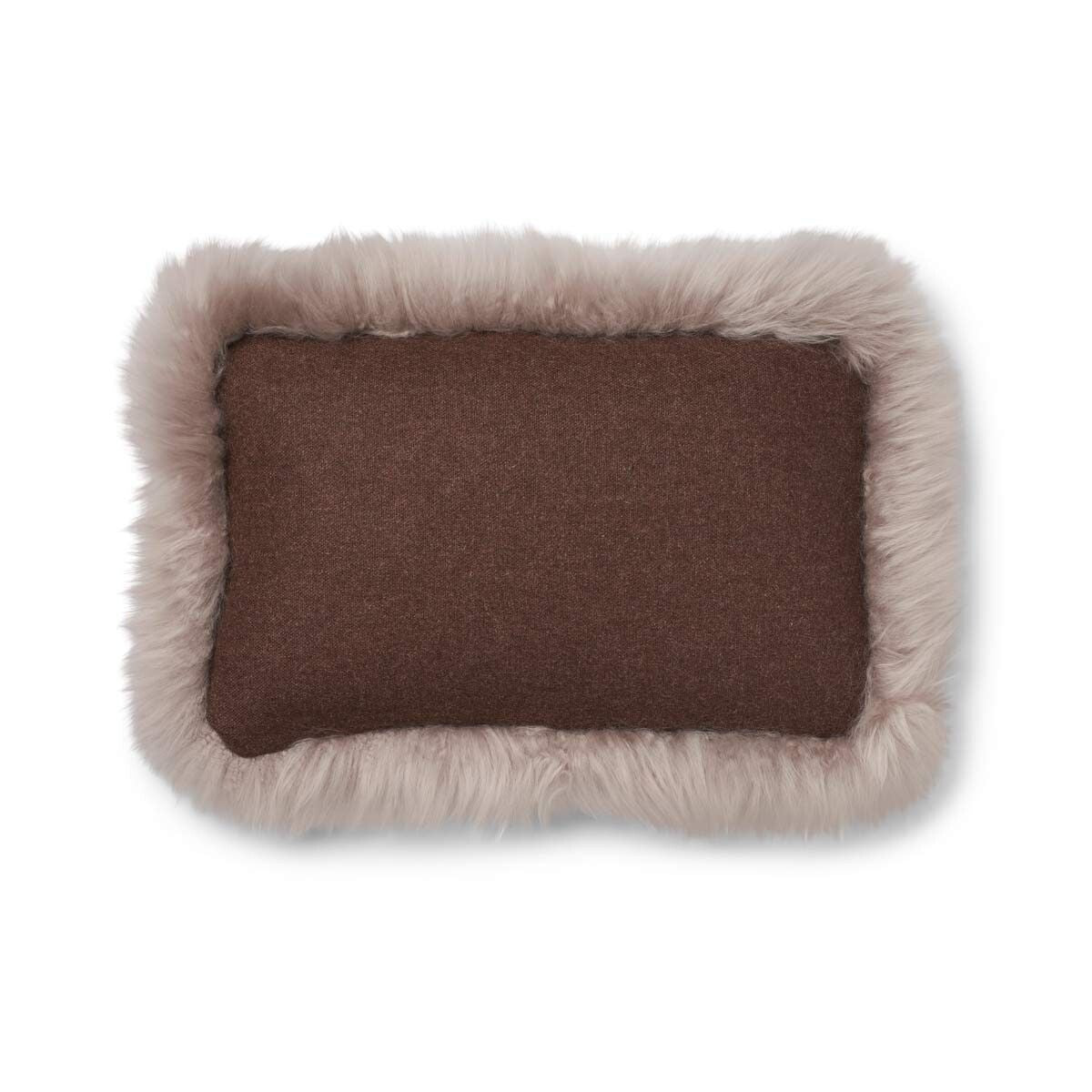 Wool Cushion | Long Wool Trim  | 52x52 cm | 34x52 cm Brown/Dove