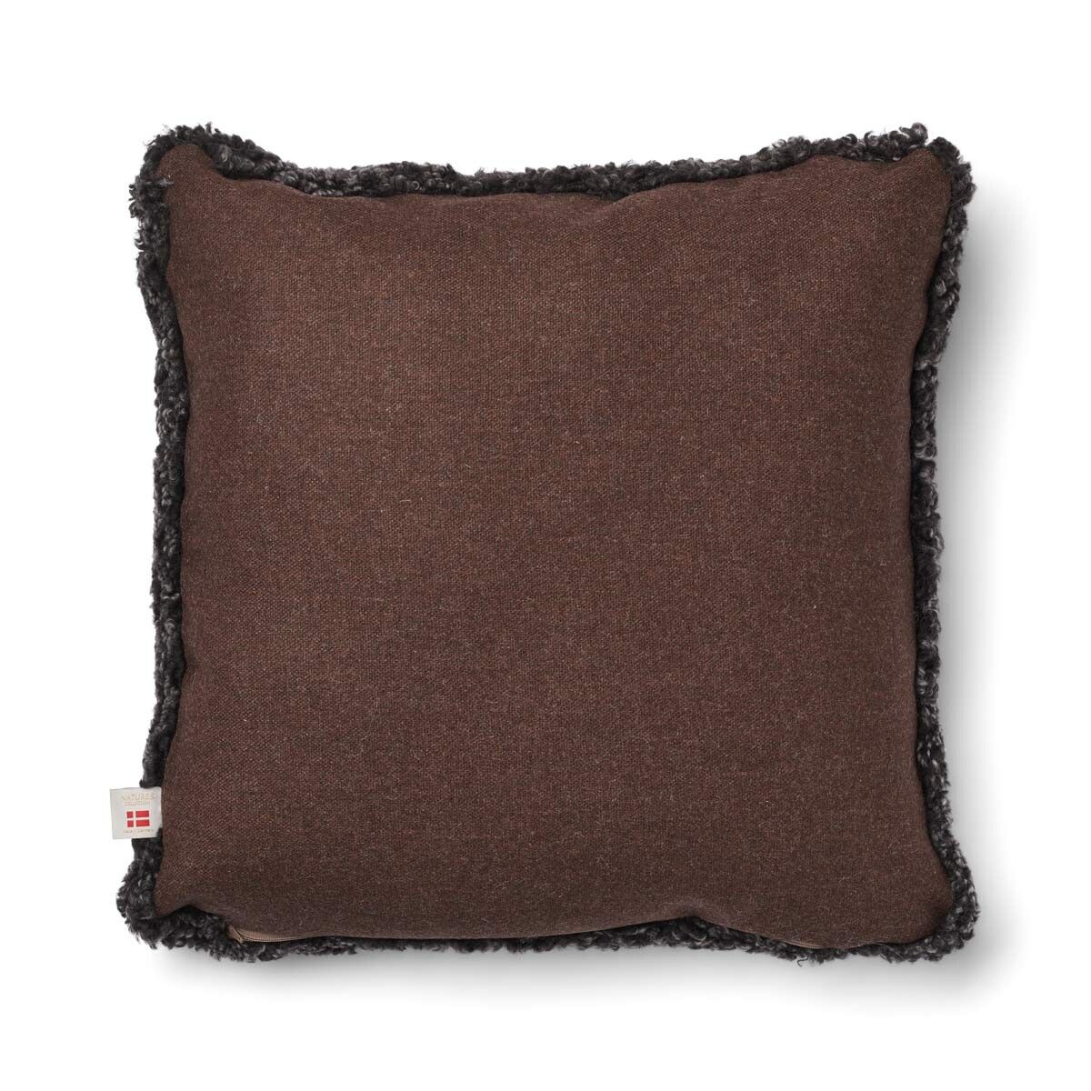 Short Wool Sheepskin Cushion | Two-sided |52x52 cm | 34x52 cm Brown/Cappuccino