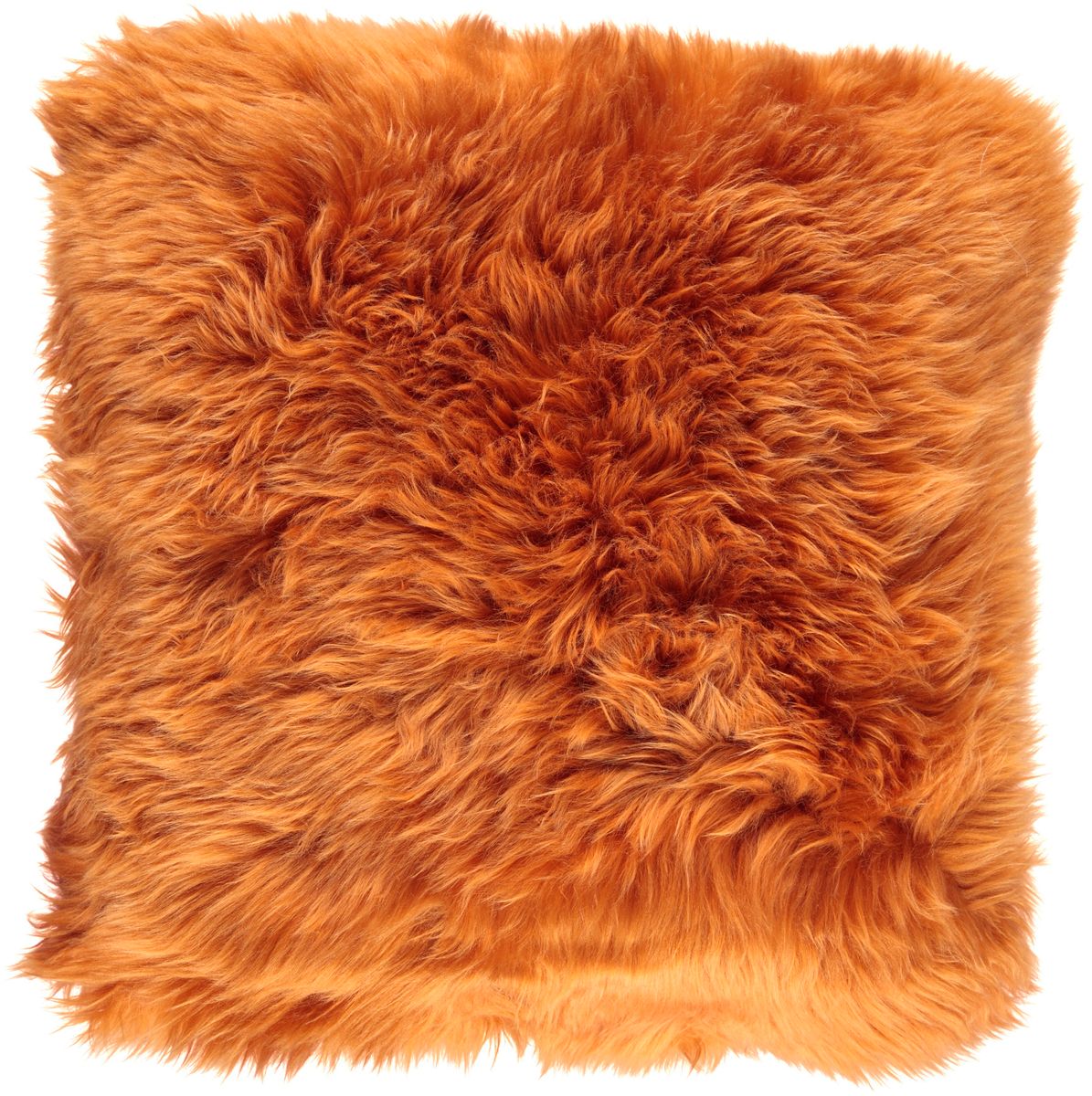 Long Wool Sheepskin Cushion | 35x35 cm Rust