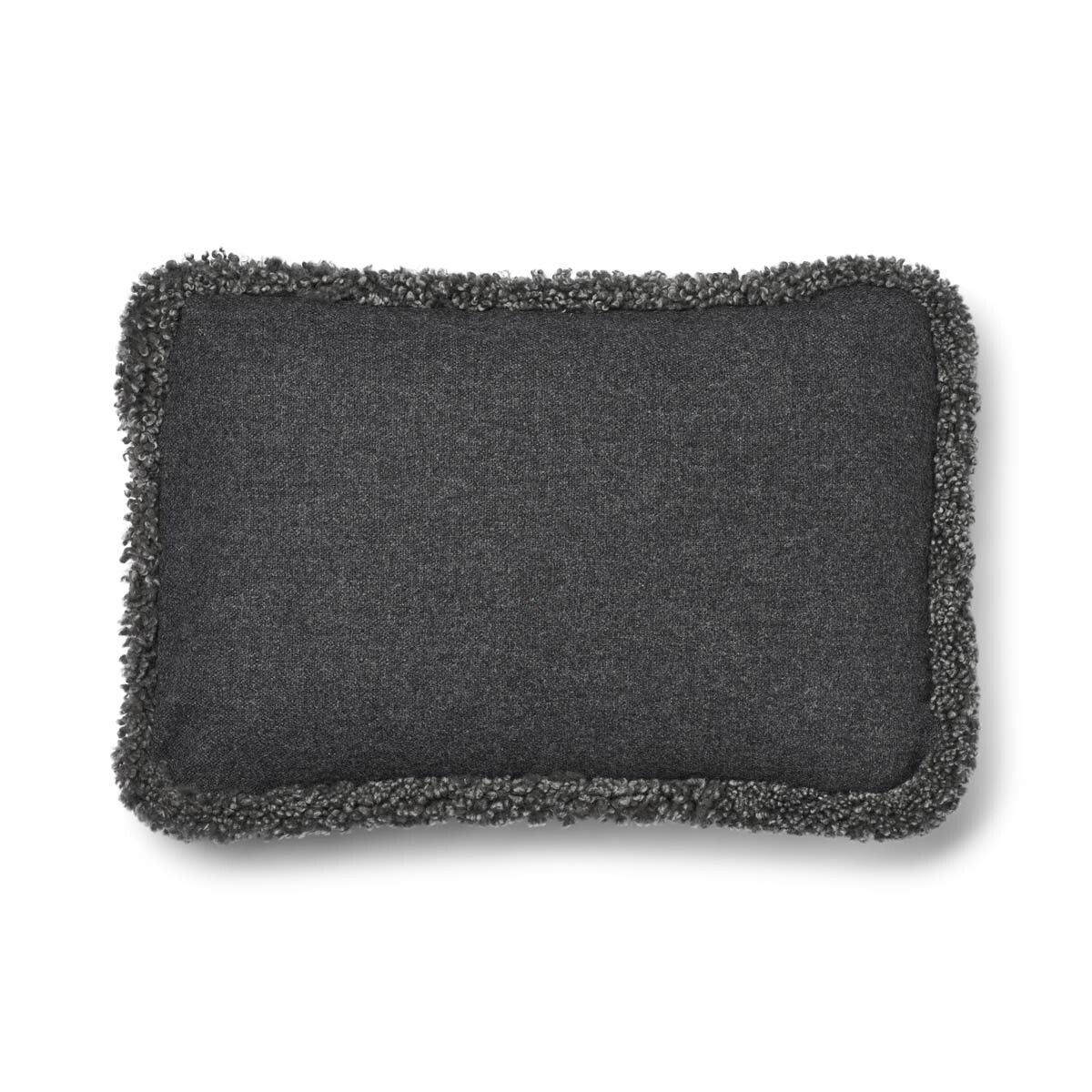 Wool Cushion | Short Wool Trim | 34x52 cm Rock/Graphite