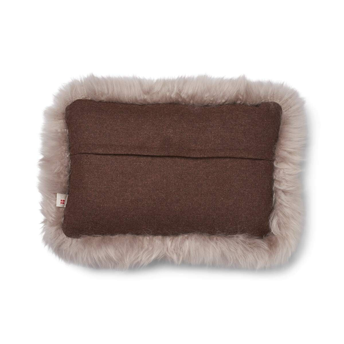 Wool Cushion | Long Wool Trim  | 52x52 cm | 34x52 cm Brown/Dove