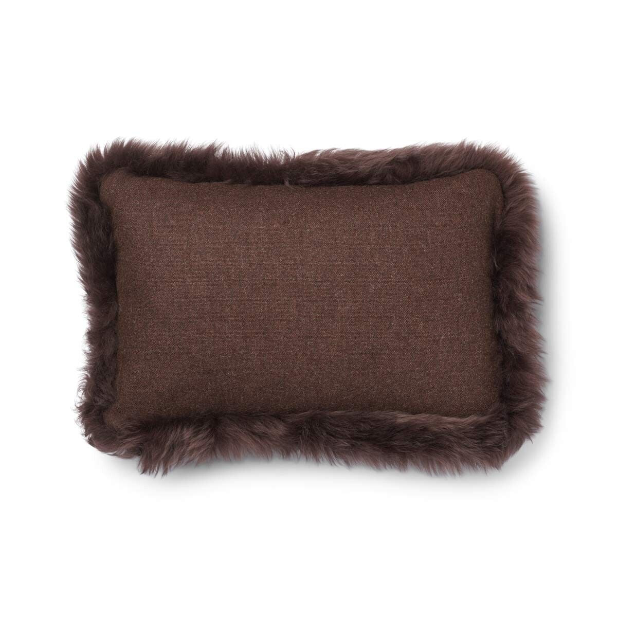 Wool Cushion | Long Wool Trim  | 52x52 cm | 34x52 cm Brown/Chocolate