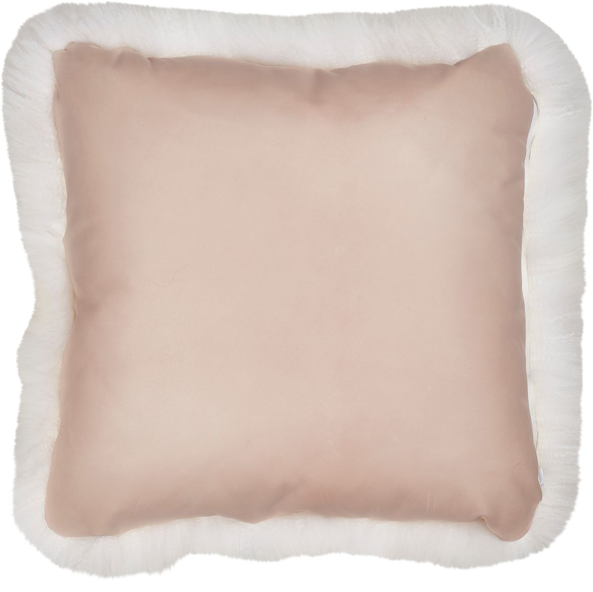 Long Wool Sheepskin Cushion | Leather backing Ivory