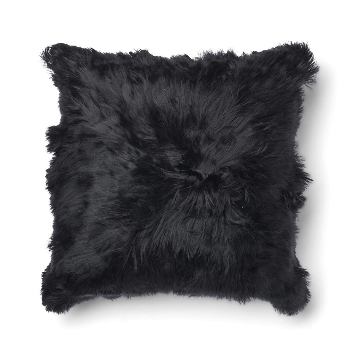 Alpaca Cushion | Long Wool Black