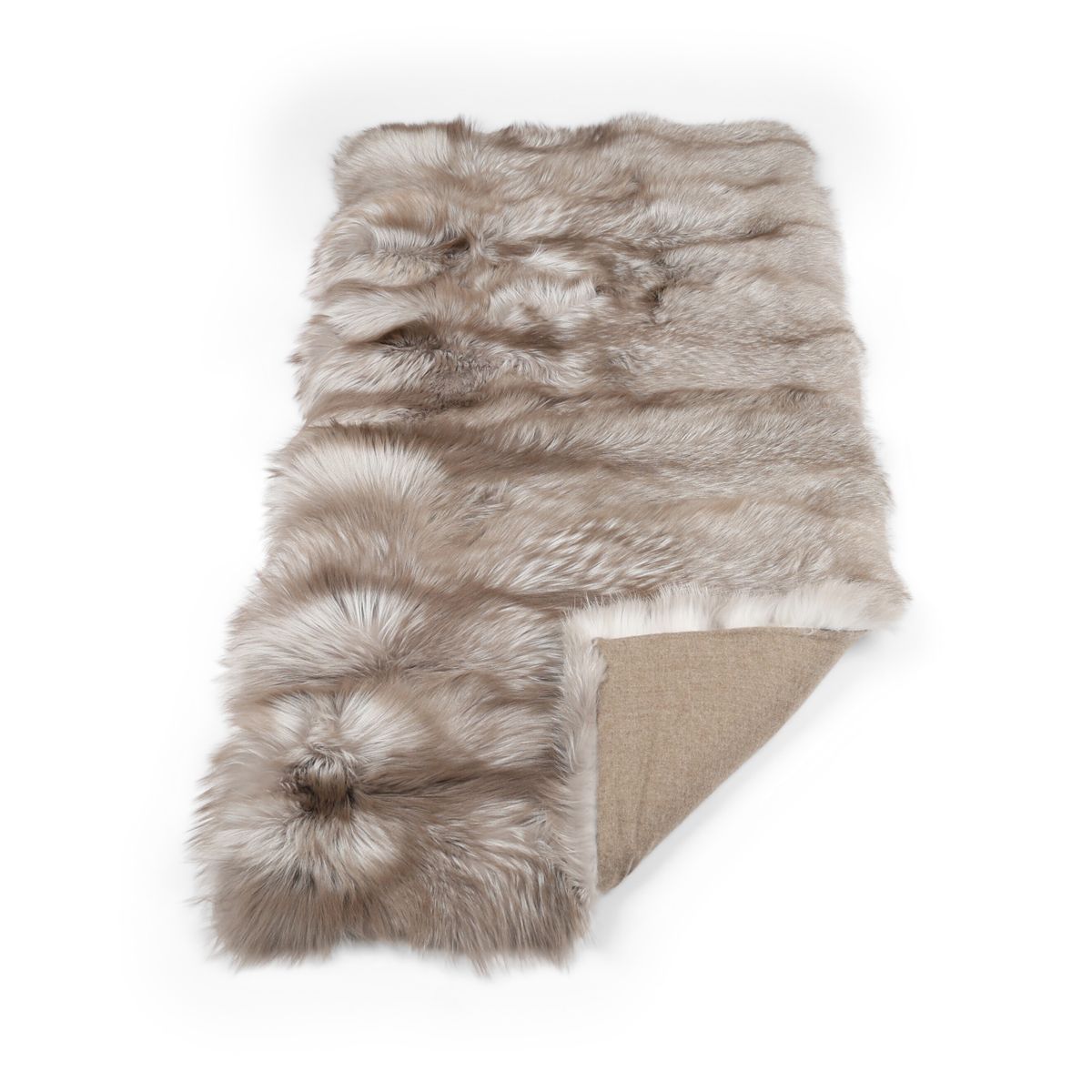 Premium Fox Throw | Cashmere Backing | Mushroom | 75x160 cm