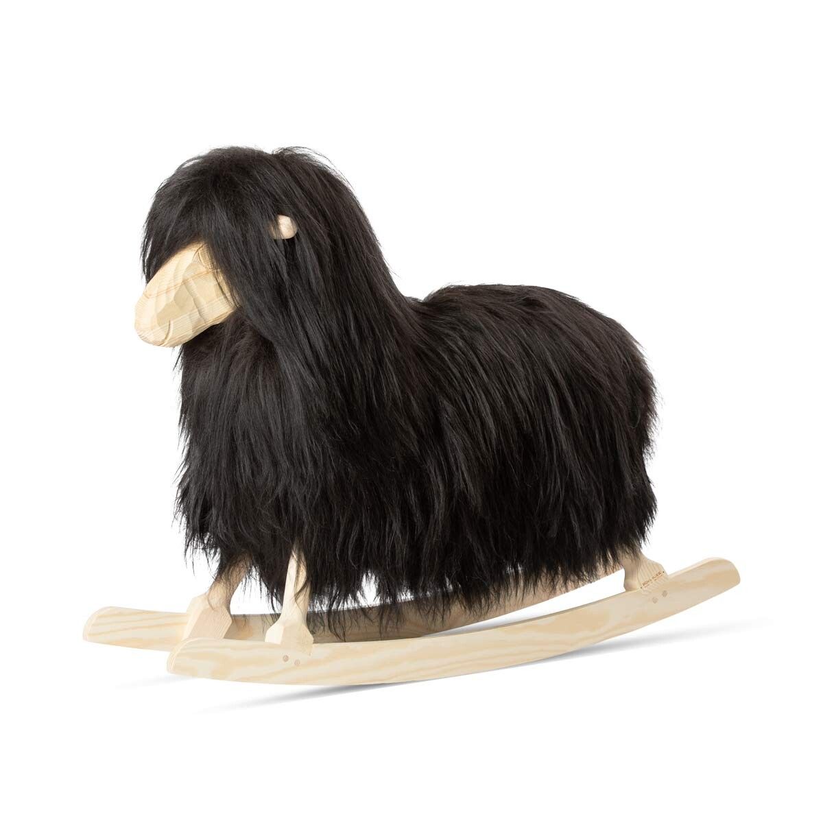 Rocking Sheep | Long Wool | L85xW25xH60 cm | Large Blacky