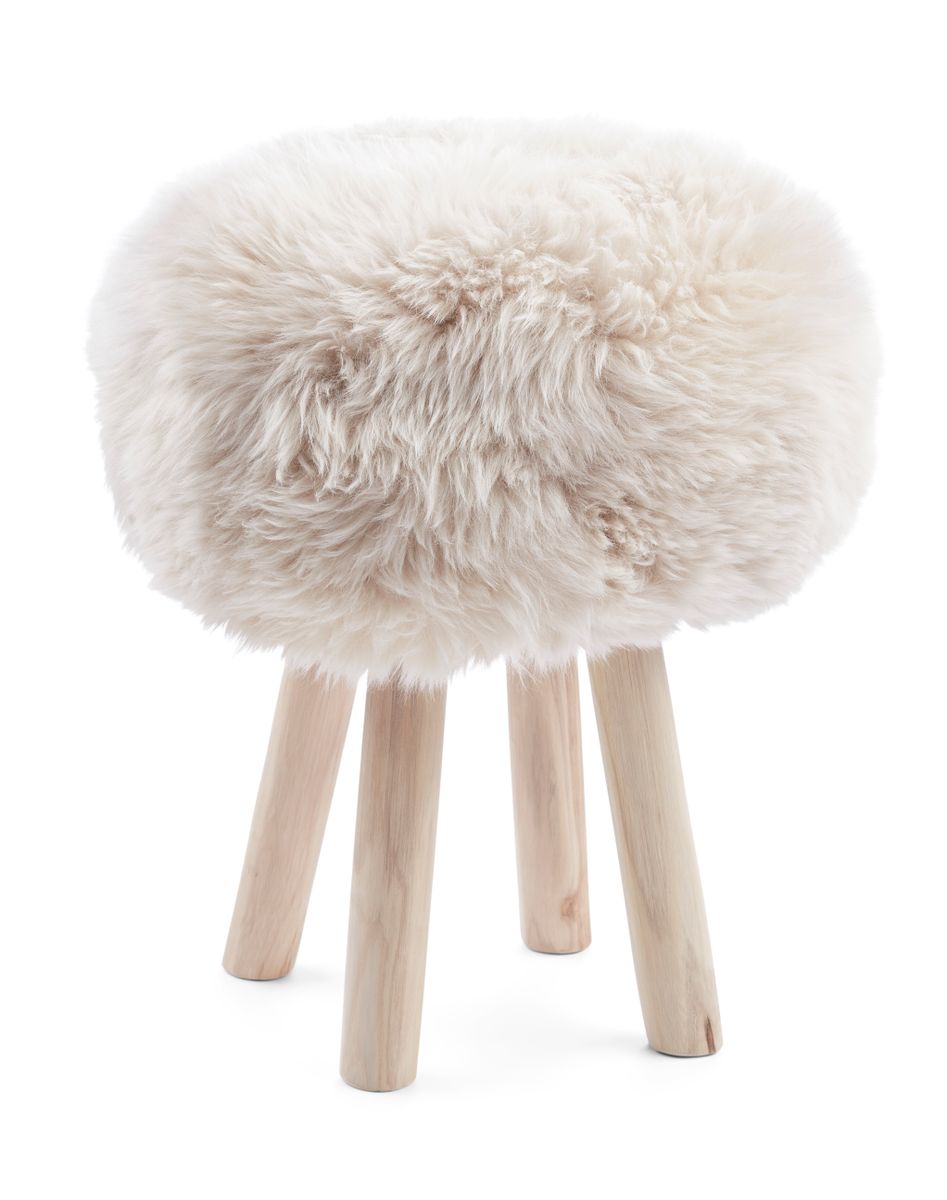 New Zealand Sheepskin Stool / Bar Stool Cover | Ø35xH17 cm Linen