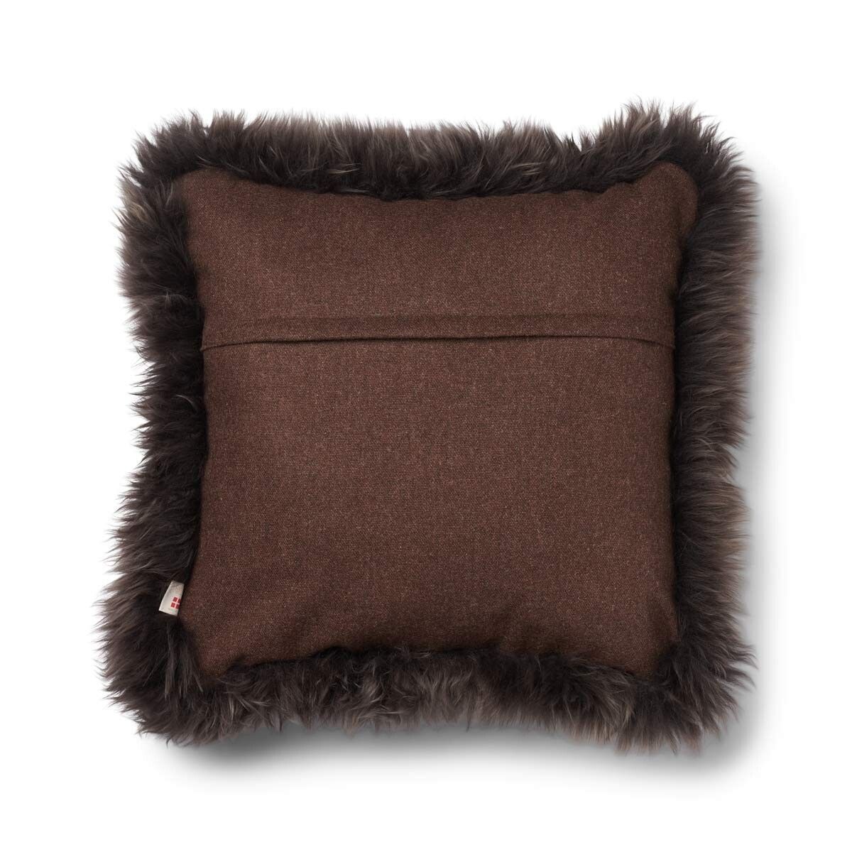 Wool Cushion | Long Wool Trim | 52x52 cm | 34x52 cm Brown/Walnut