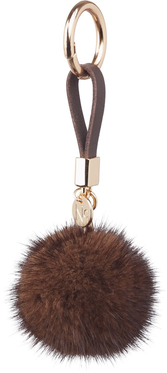 Pom Pom Keyring Middle Brown