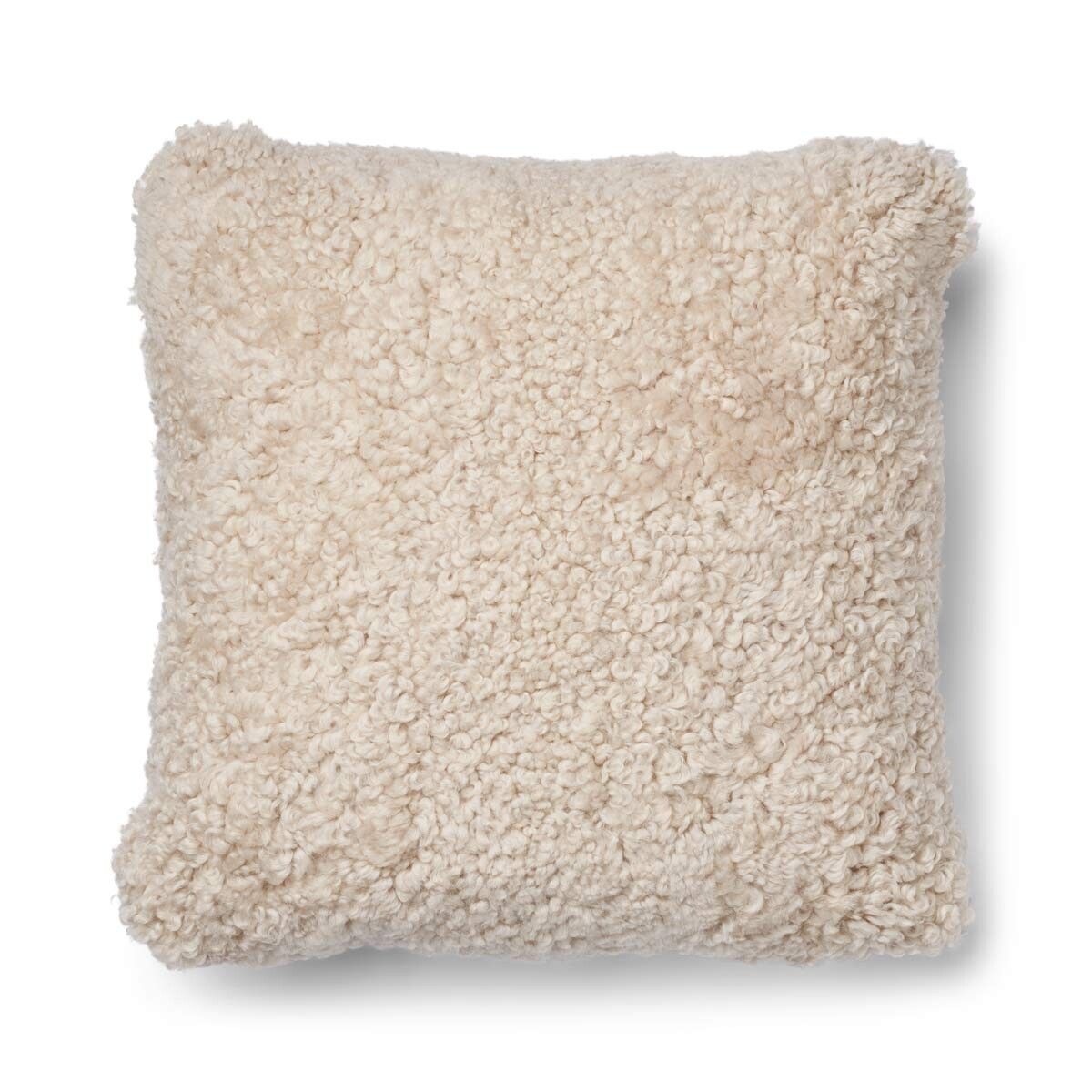Short Wool Sheepskin Cushion | Two-sided |52x52 cm | 34x52 cm Beige/Pearl
