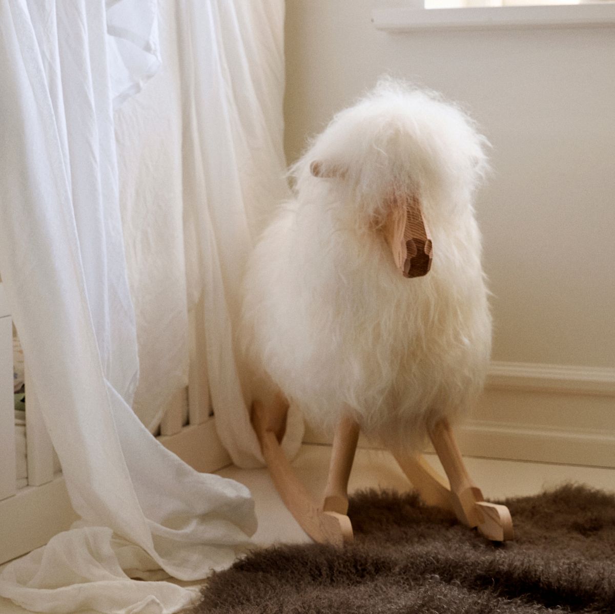 Rocking Sheep | Long Wool | L85xW25xH60 cm | Large Blacky