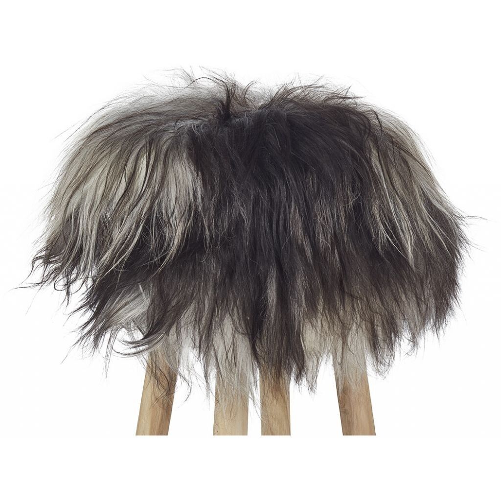 Icelandic Sheepskin Stool / Bar Stool Cover | Ø35xH17 cm Natural Grey
