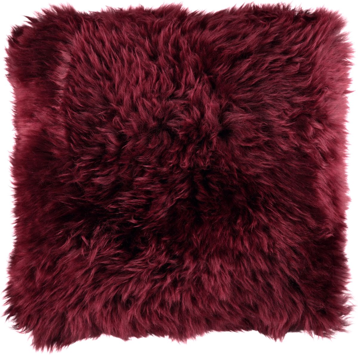Long Wool Sheepskin Cushion | 50x50 cm Burgundy