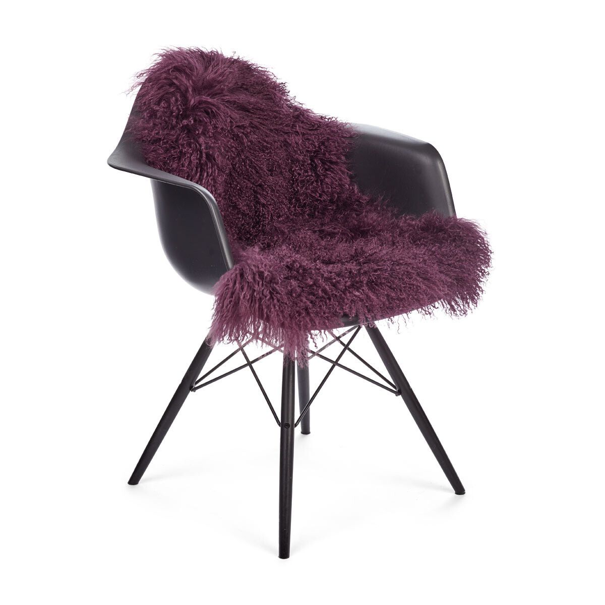 Curly Sheepskin | Mongolian | 85x50 cm Aubergine