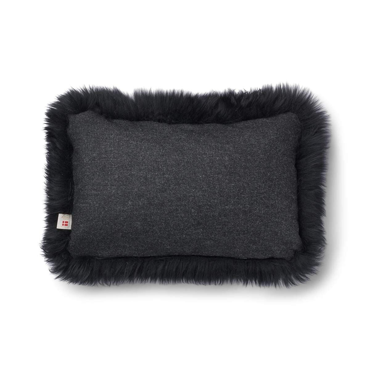 Long Wool Sheepskin Cushion | 52x52 cm | 34x52 cm Charcoal/Black