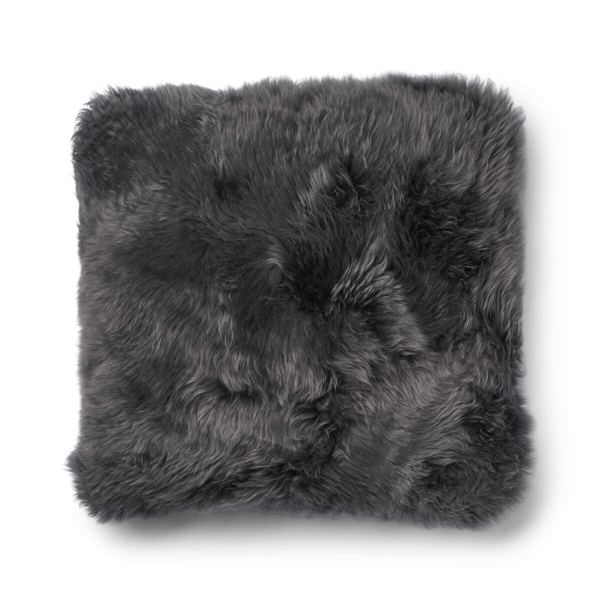 Long Wool Sheepskin Cushion | 52x52 cm Rock/Steel