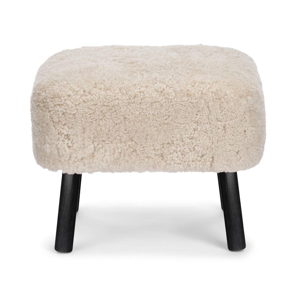 Emil Foot Rest Stool | Short Wool Pearl