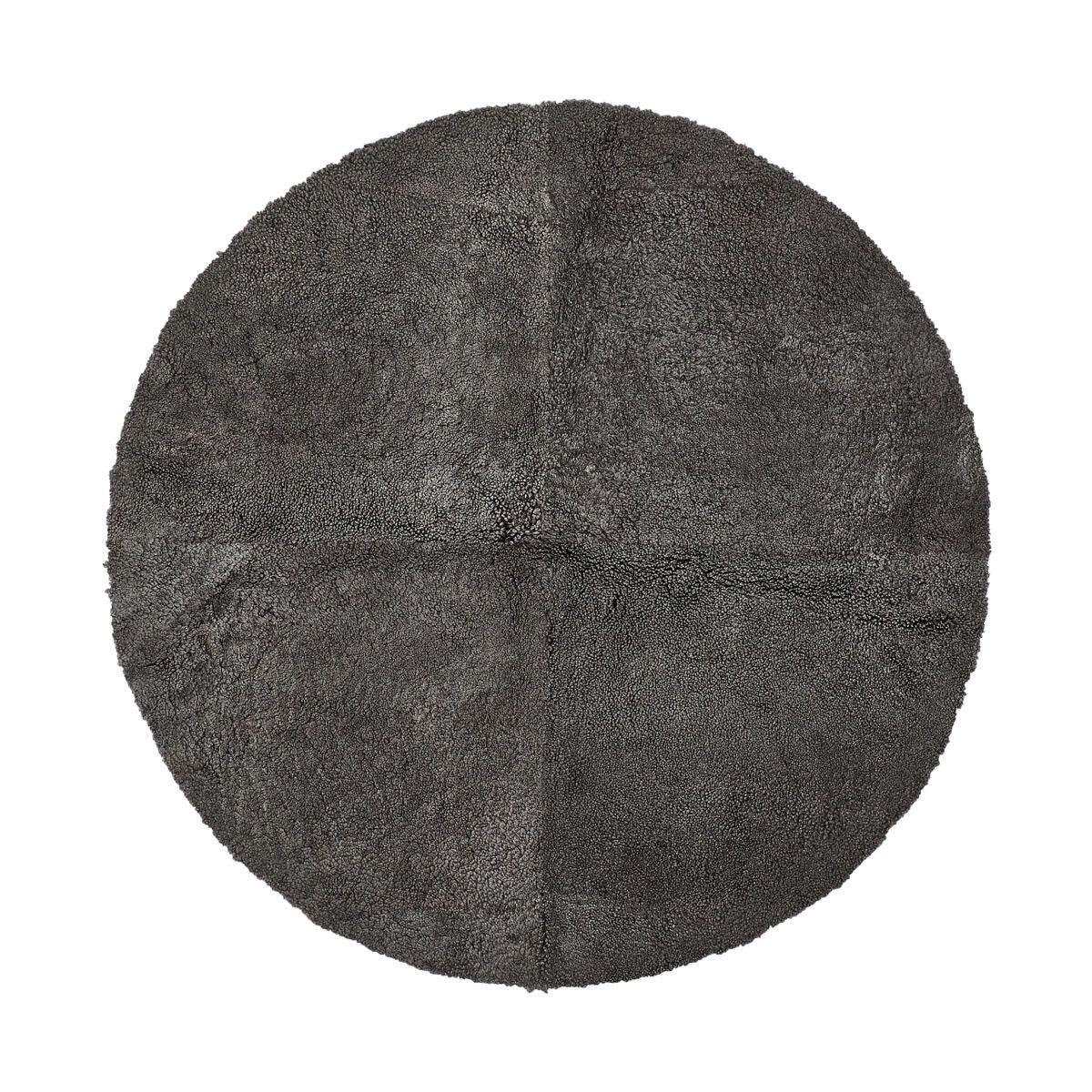 Short Wool Curly Sheepskin Design Rug | Ø140 cm Graphite