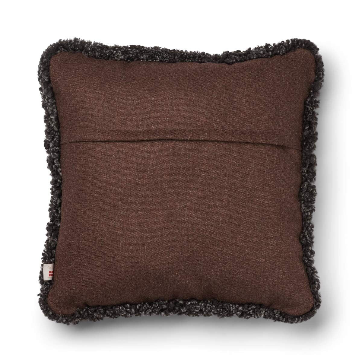 Wool Cushion | Short Wool Trim | 52x52 cm Brown/Cappuccino