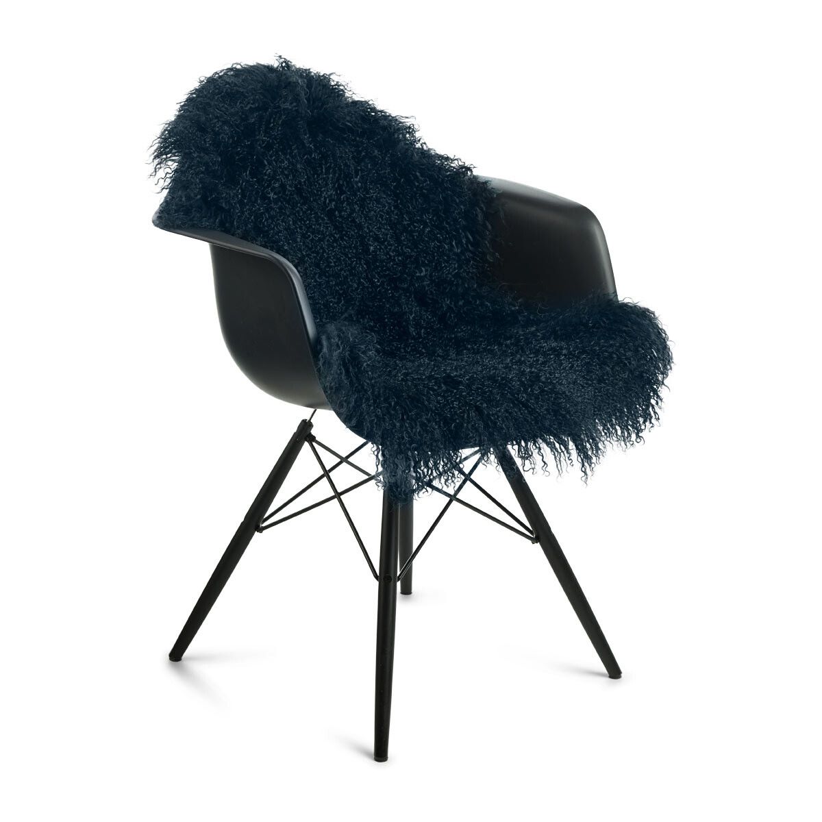 Curly Sheepskin | Mongolian | 85x50 cm Navy