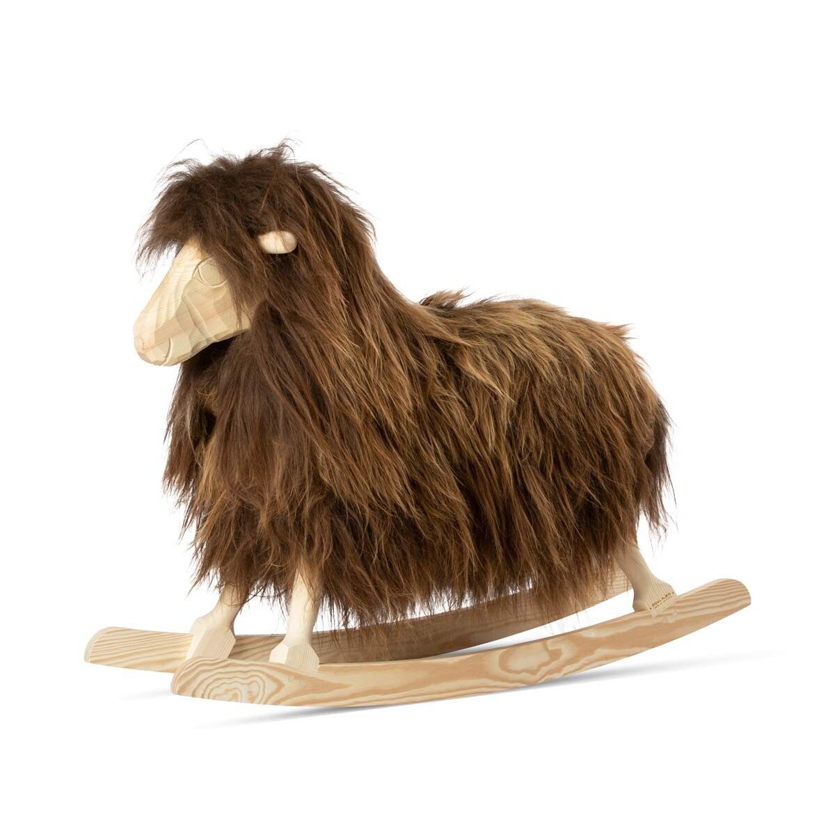 Rocking Sheep | Long Wool | L85xW25xH60 cm | Large Rusty Brown