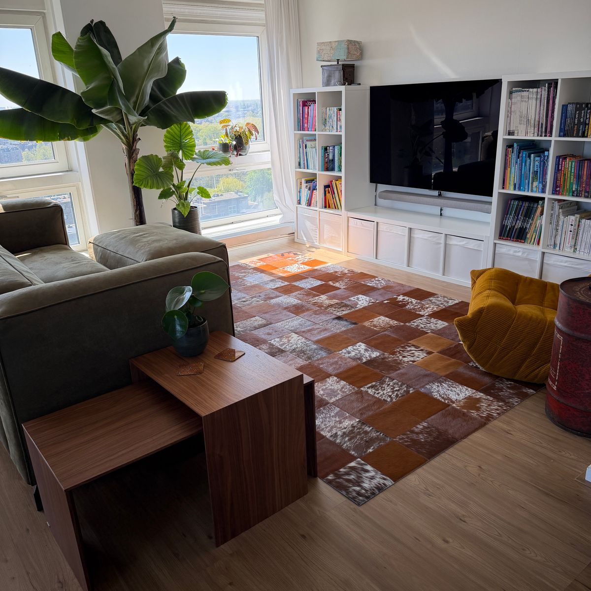Cowhide Design Rug Lisbon Brown