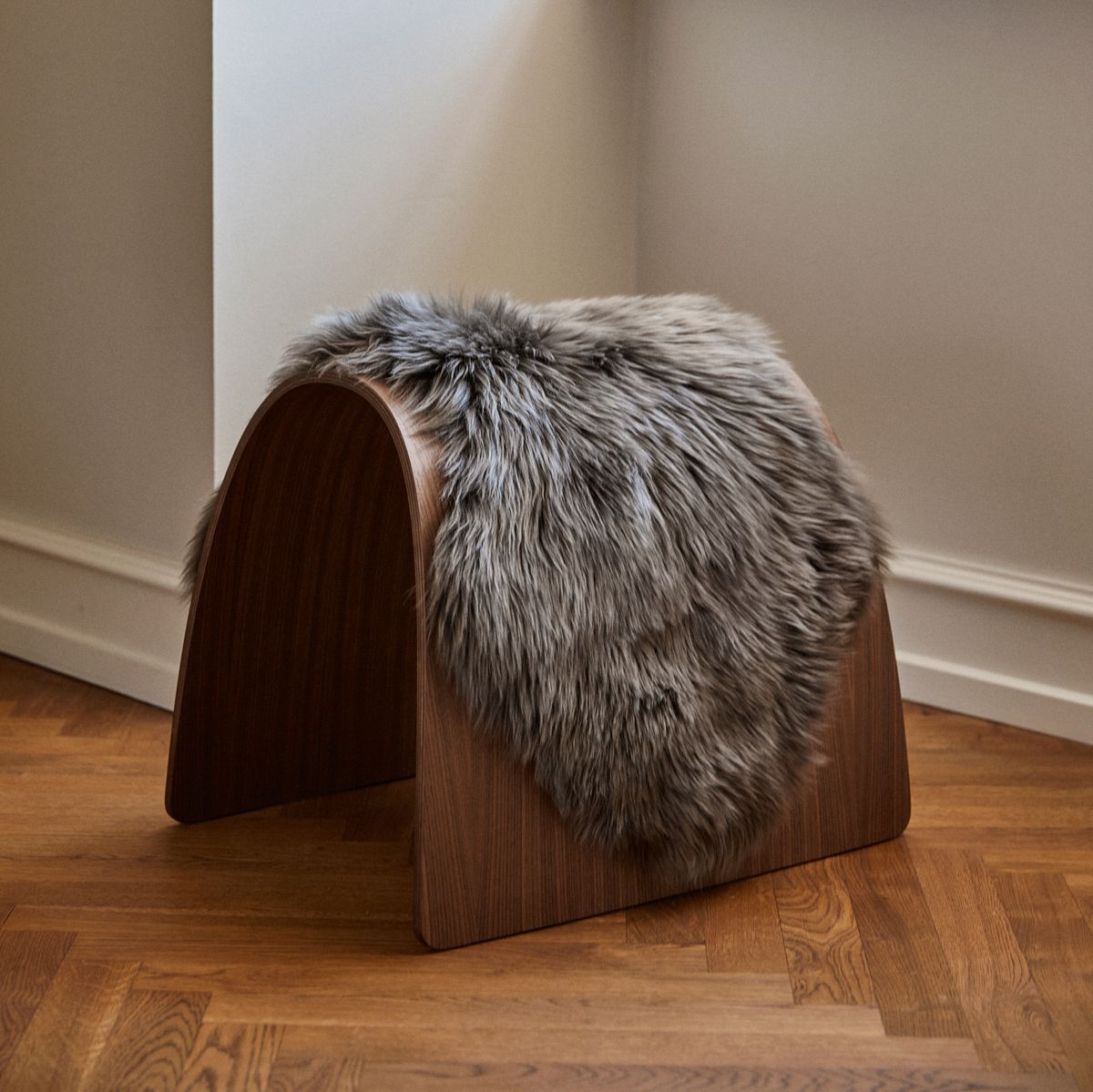 Sheep Stool Cover | Long Wool Black