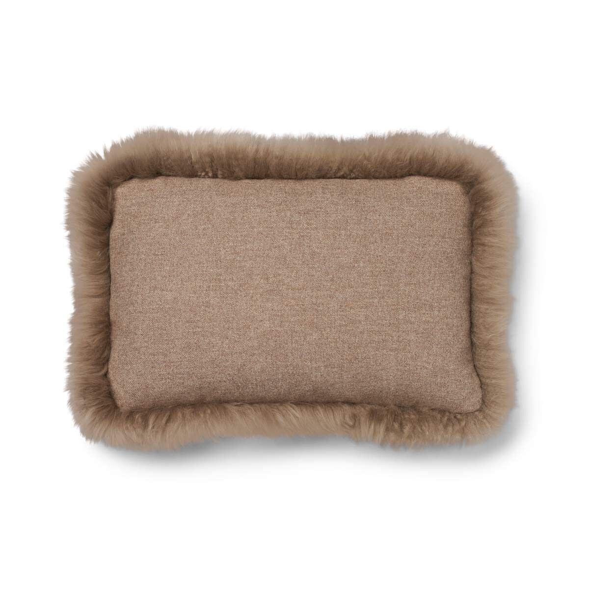 Wool Cushion | Long Wool Trim  | 52x52 cm | 34x52 cm Beige/Taupe