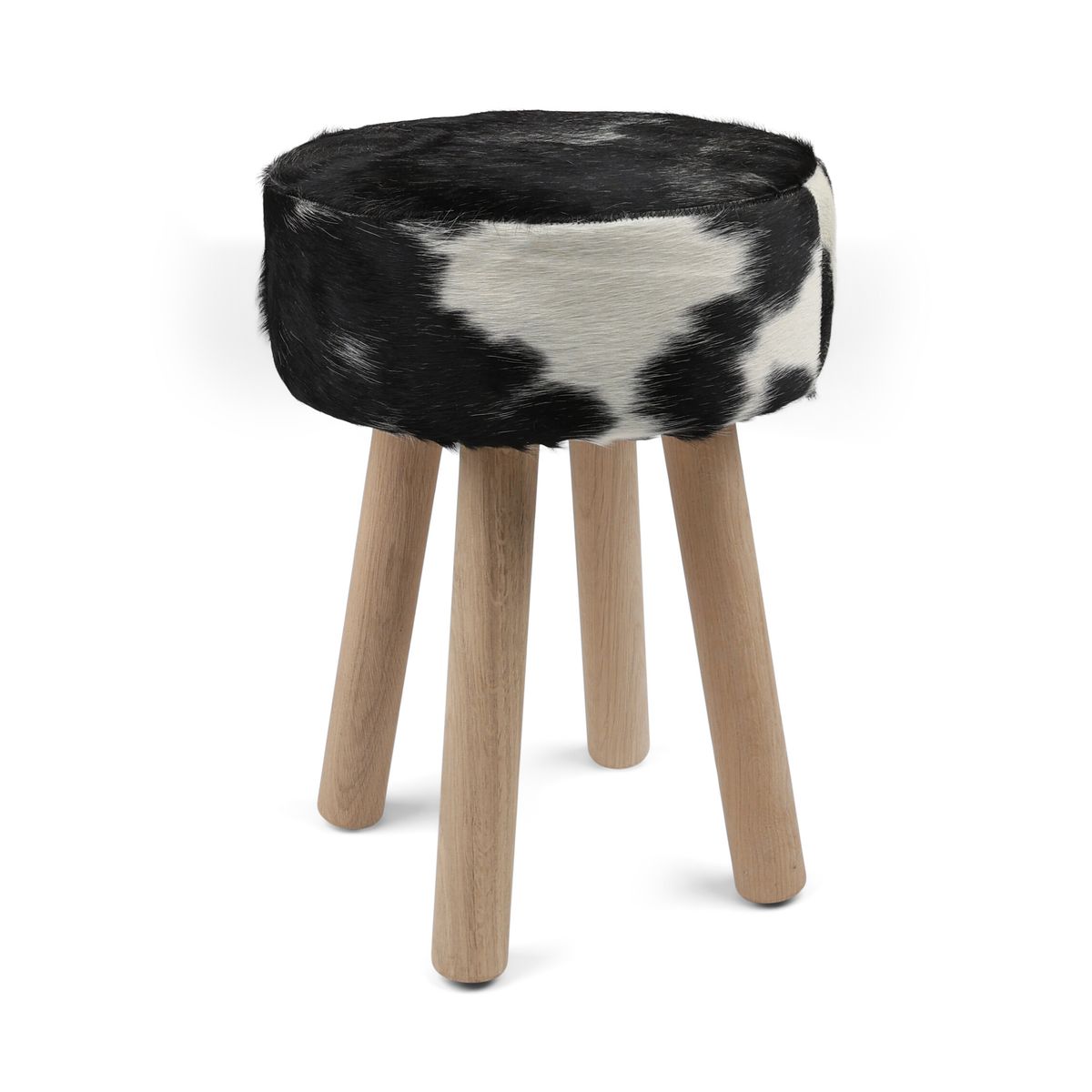 Theo Cowhide Stool | 48x34 cm Black/White