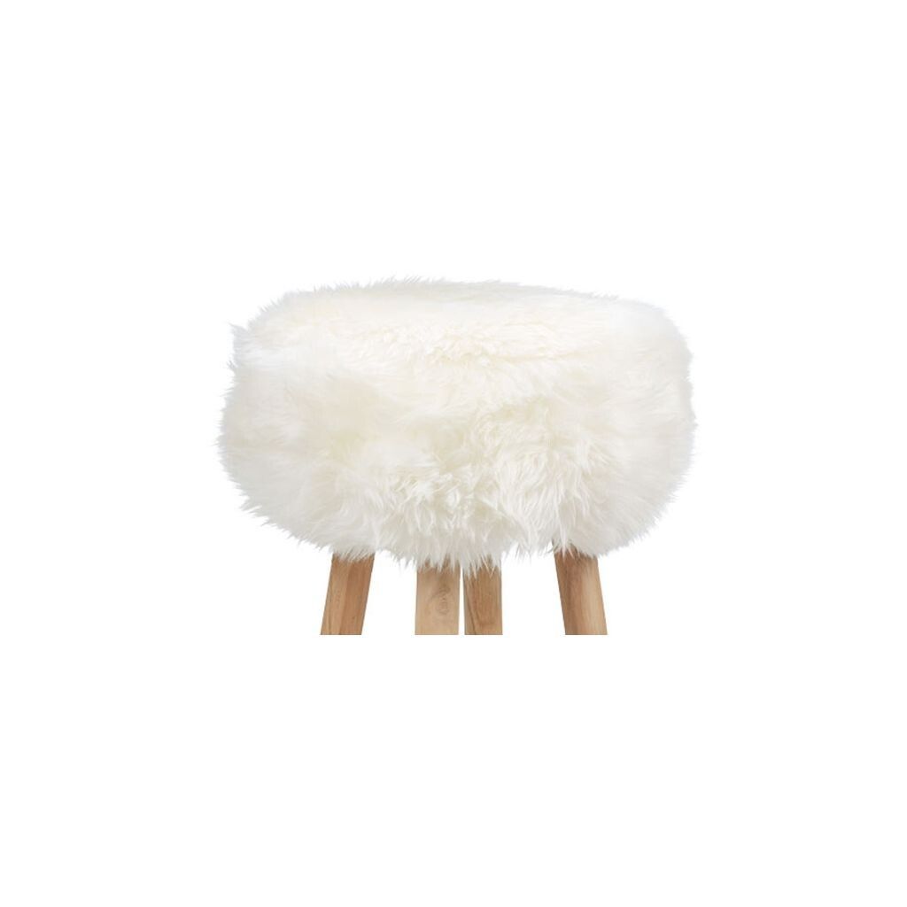 Sheepskin Stool Cover | Ø35xH17 cm Ivory