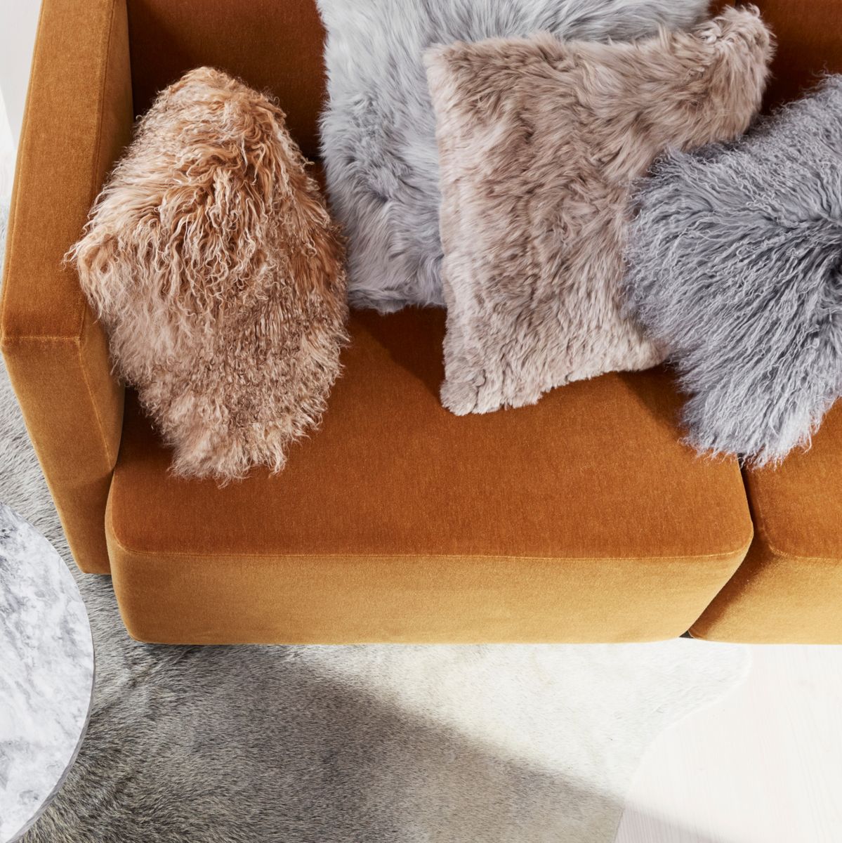 Curly Sheepskin Cushion | Doublesided | 40x40 cm Black