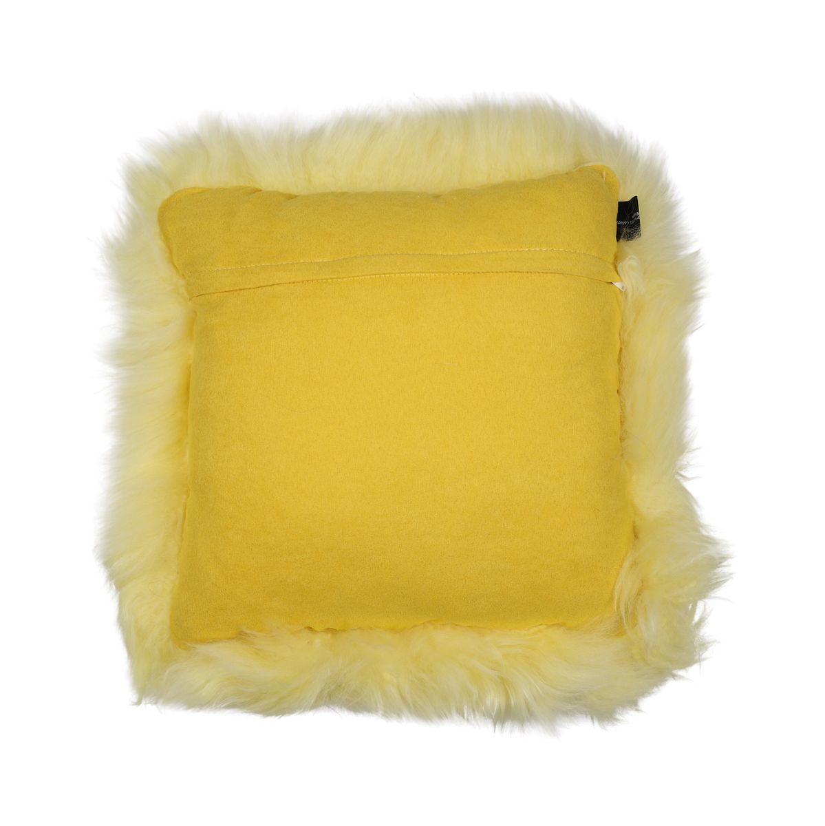 Long-Wool Sheepskin Cushion | 35x35 cm Lemon