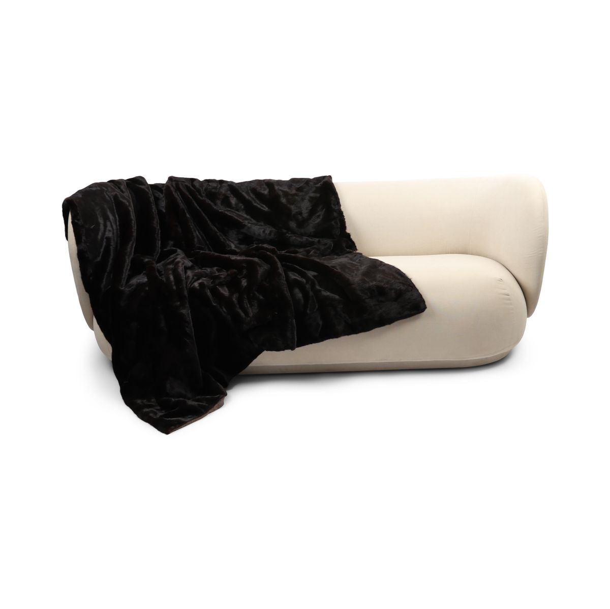 Mink Throw | Cashmere Backing | Natural Dark Brown | 176x205 cm