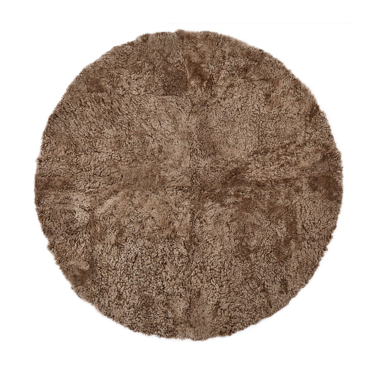 Short Wool Curly Sheepskin Design Rug | Ø140 cm Taupe