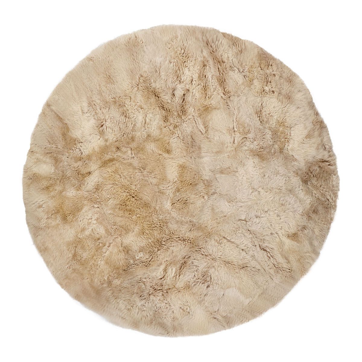 Long Wool Sheepskin Design Rug | Ø140 cm Linen