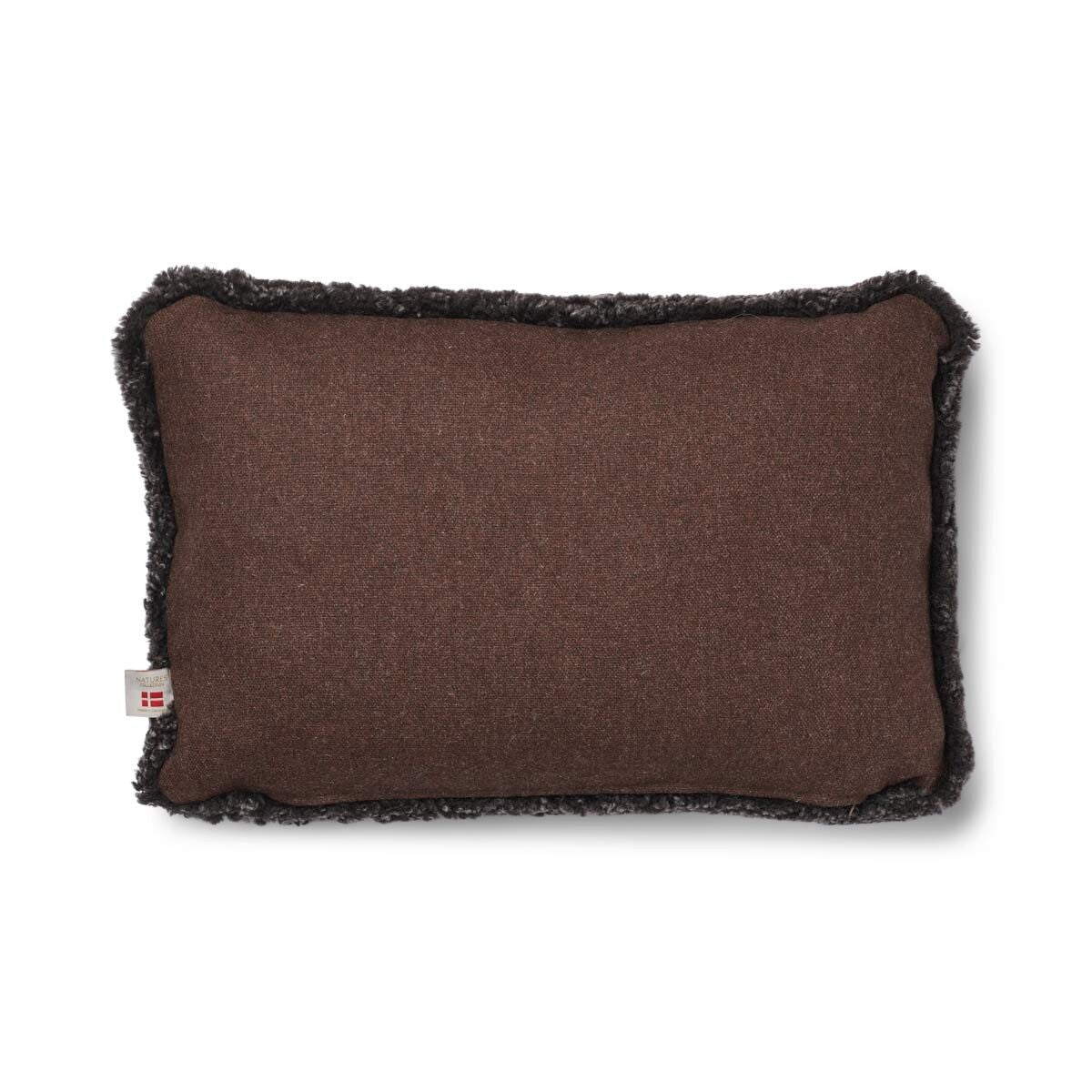 Short Wool Sheepskin Cushion | Two-sided |52x52 cm | 34x52 cm Brown/Cappuccino