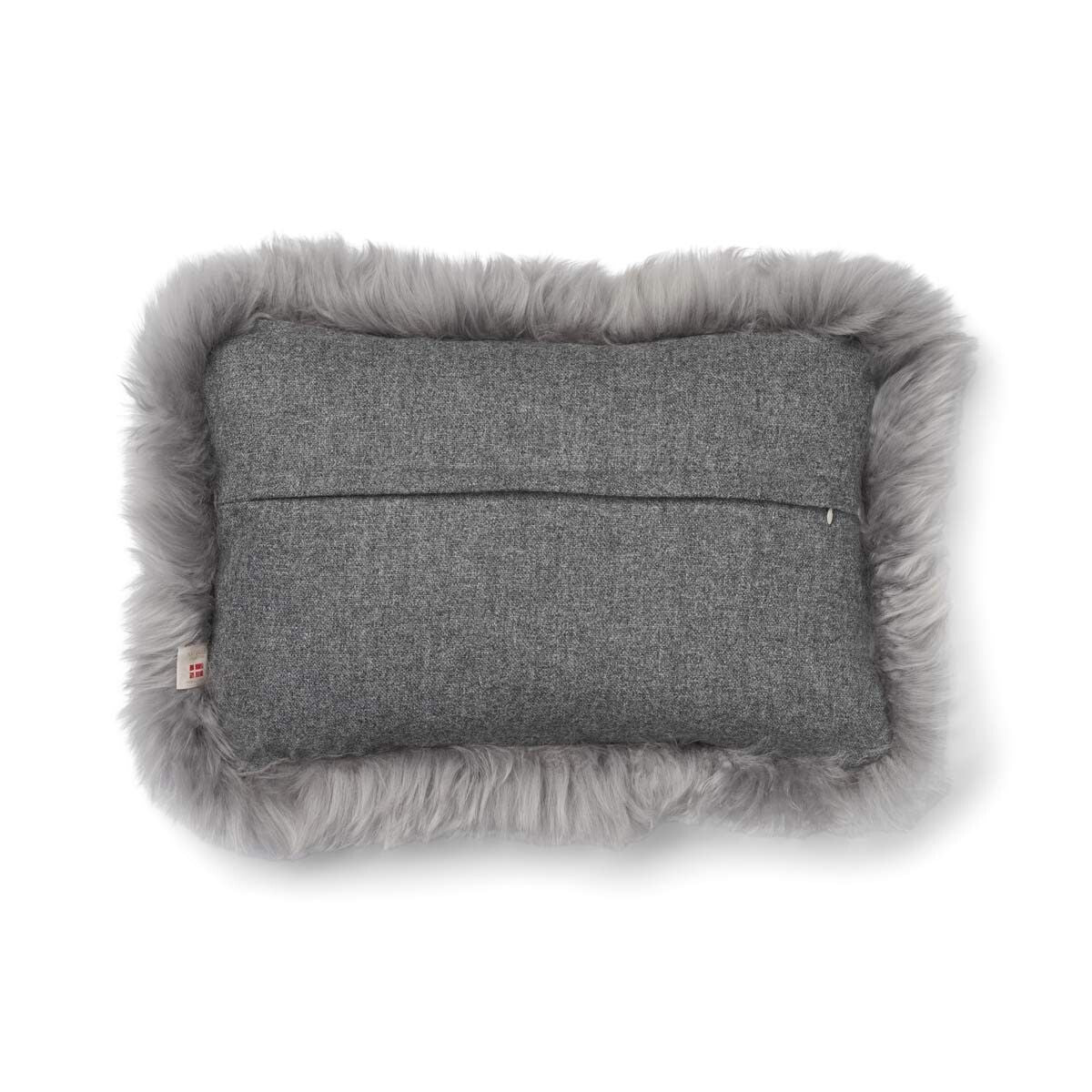 Wool Cushion | Long Wool Trim  | 52x52 cm | 34x52 cm Stone/Light Grey